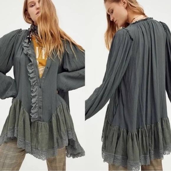 Free People Dresses & Skirts - Free People Jeanette Tunic Dress in Khaki Green